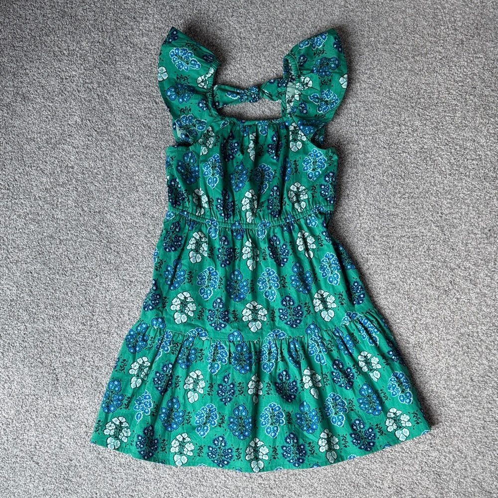 Crewcuts Green Floral Ruffle-Strap Sundress